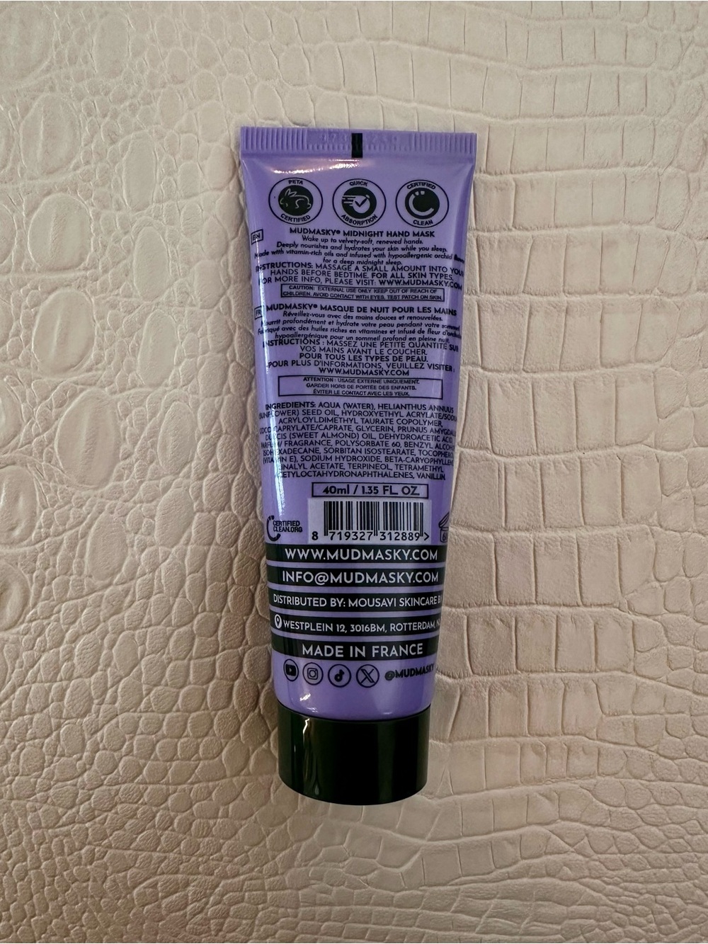NEW Mudmasky Midnight Hand Mask - Full Size 40ml / 1.35 fl. oz. - Picture 2 of 2